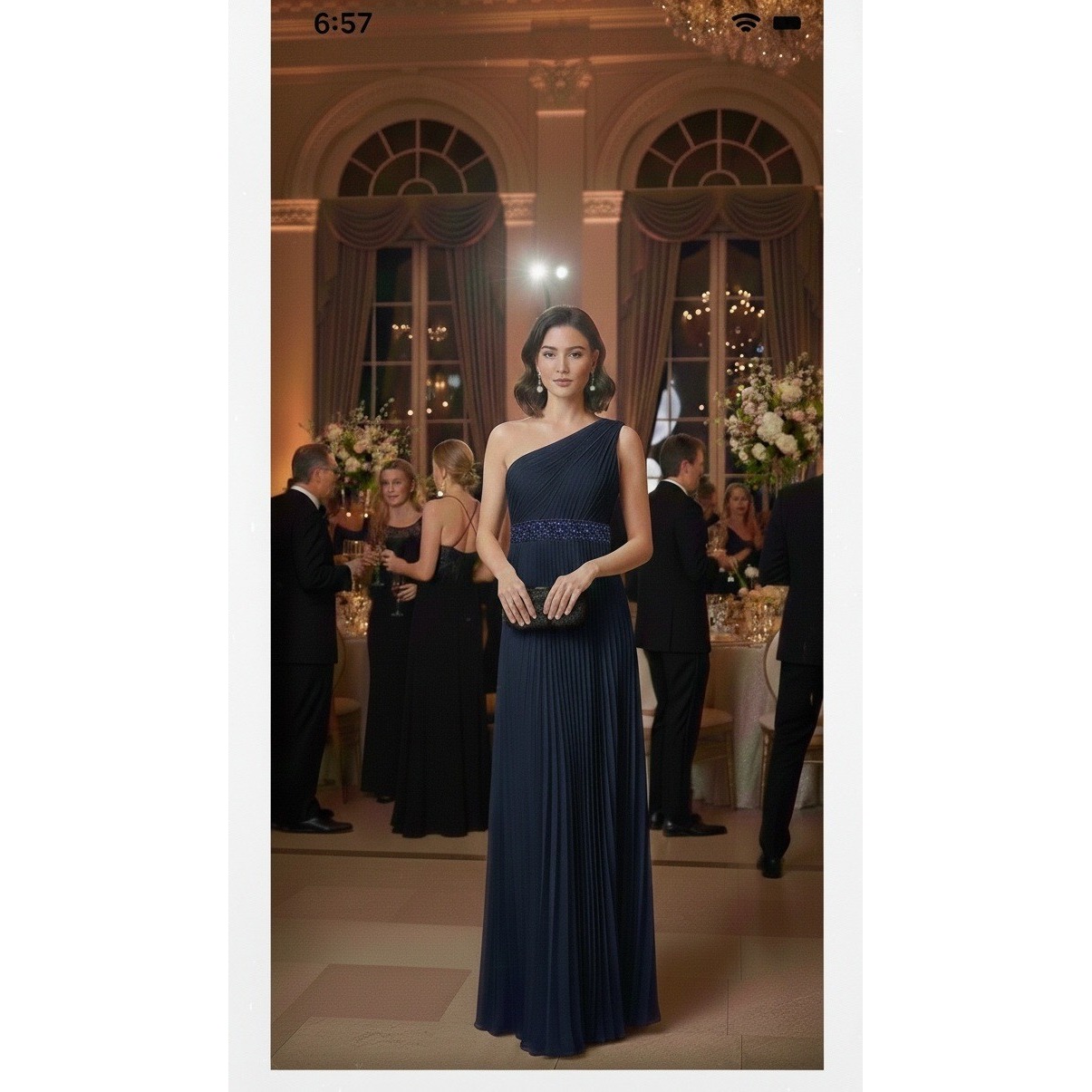 Js Collections Y2k Beaded Empire Waist Pleated Whimsygoth Evening Gown Sz 8 Navy